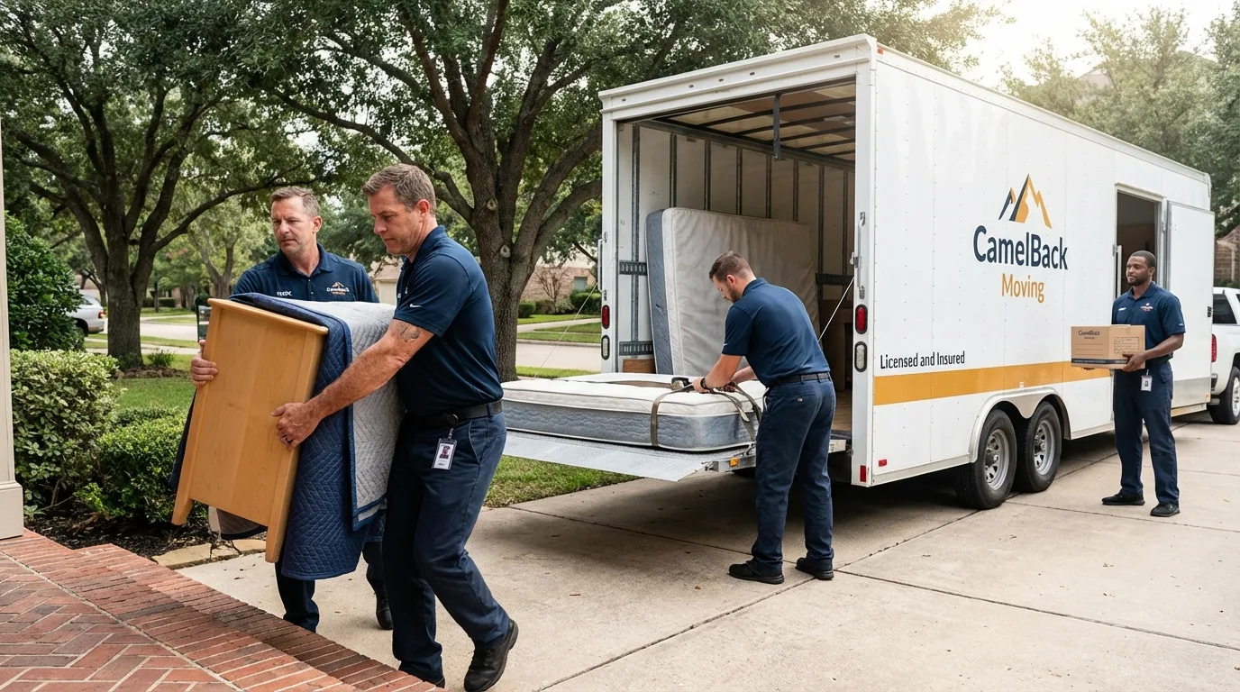 Crew loading residential truck for cross-state move from Iona, ID